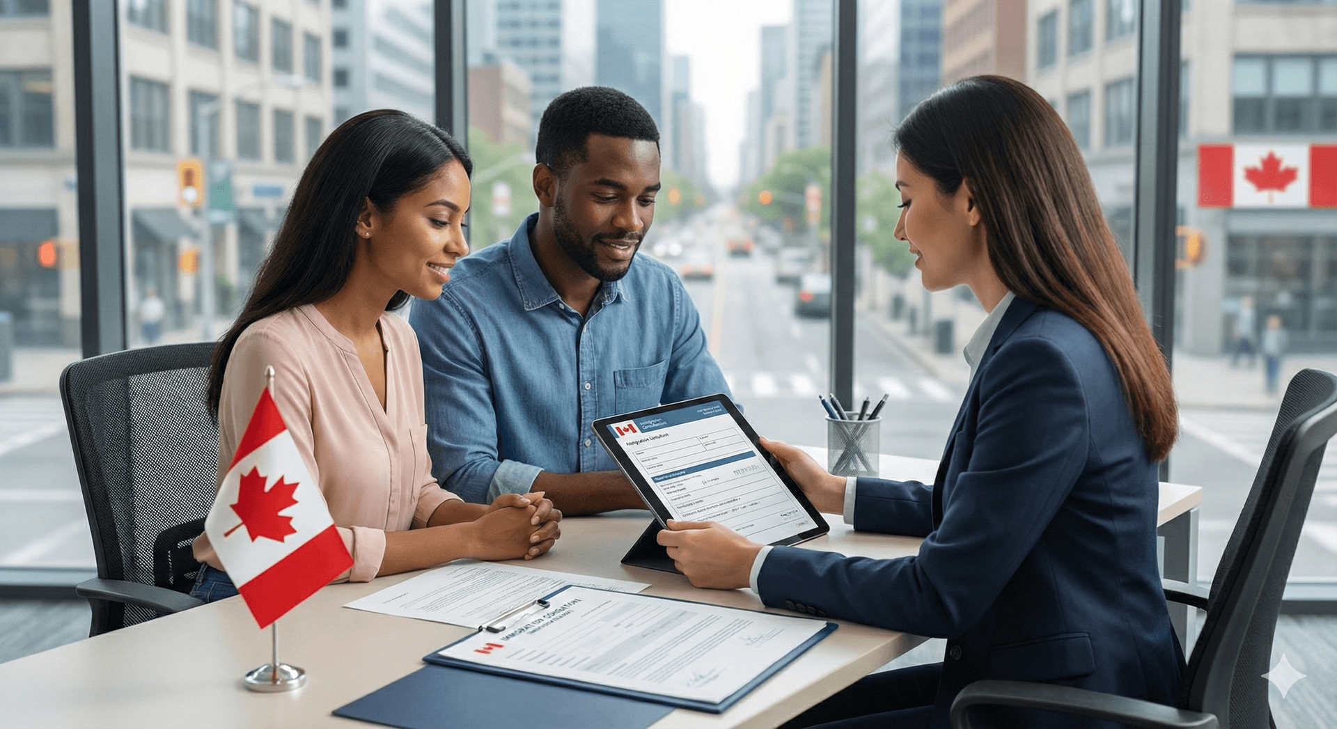 Immigration professional helping client